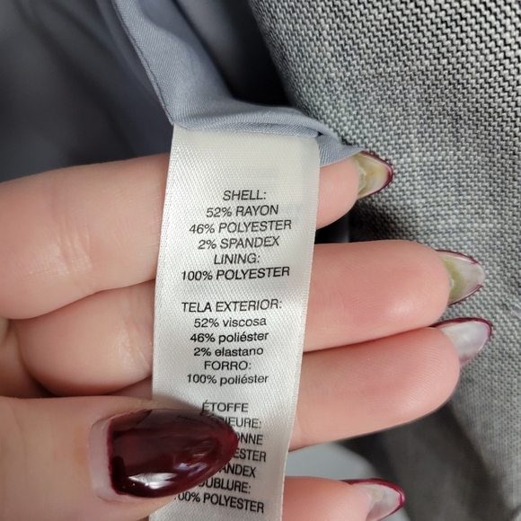 10 WHBM White House Black Market Light Gray Gold Button Blazer - Picture 4 of 8